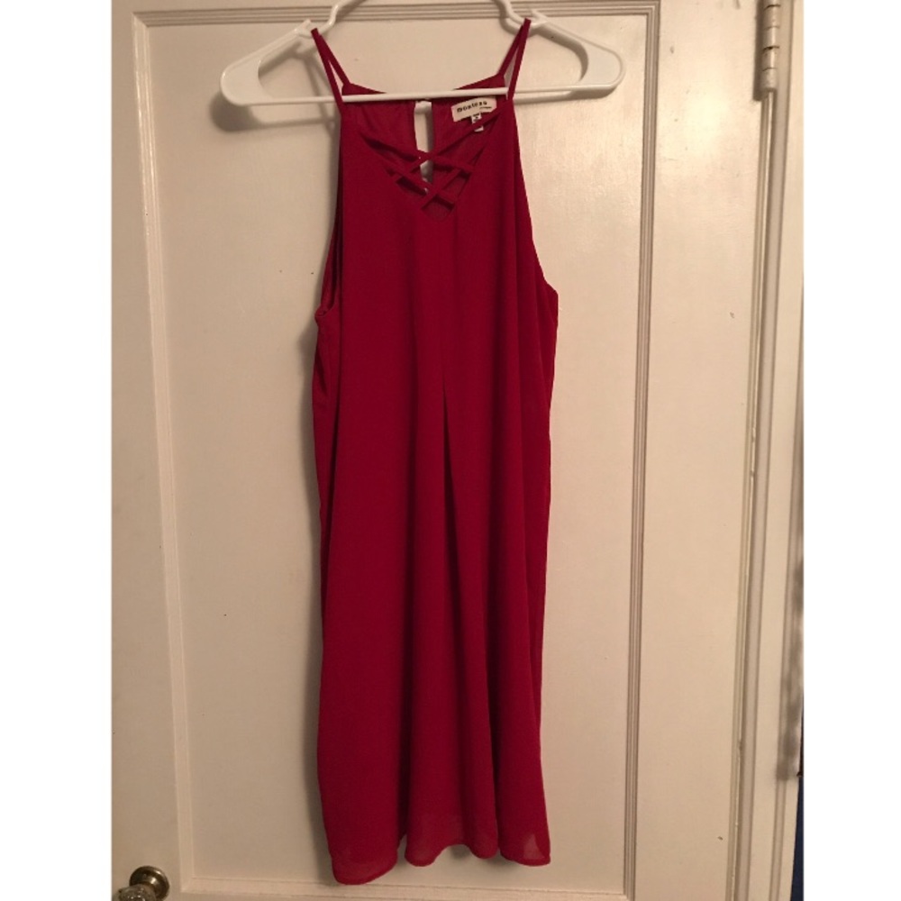 Dark Red Chiffon Dress